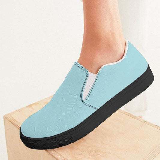 Pastel Blue Women's Slip-On Canvas Sneakers (C-MU-LI) - Woman CloseUp