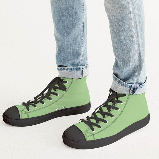 Pastel Green Men's High-Top Canvas Sneakers (GL2-ME-LI) - Man CloseUp