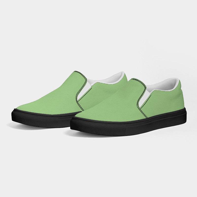 Pastel Green Men's Slip-On Canvas Sneakers (GL2-ME-LI) - Side 3