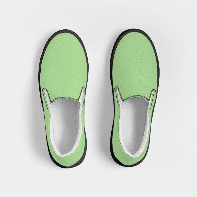 Pastel Green Men's Slip-On Canvas Sneakers (GL2-ME-LI) - Top