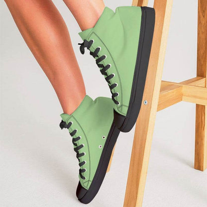 Pastel Green Women's High-Top Canvas Sneakers (GL2-ME-LI) - Woman CloseUp