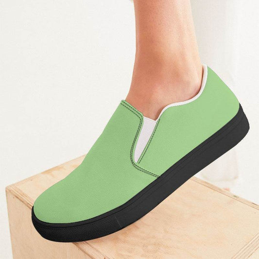 Pastel Green Women's Slip-On Canvas Sneakers (GL2-ME-LI) - Woman CloseUp