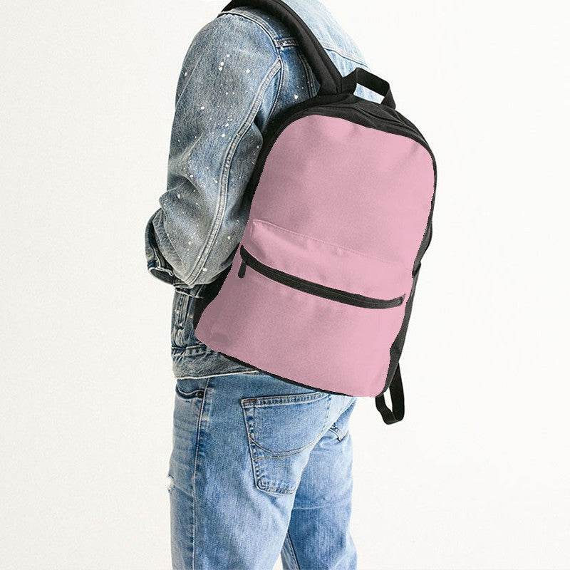 Pastel Pink Canvas Backpack (PI-FM-LI) - Man Back CloseUp