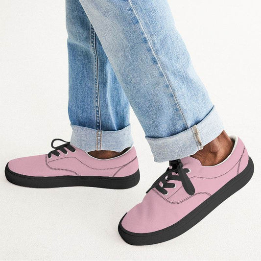 Pastel Pink Men's Canvas Sneakers (PI-FM-LI) - Man CloseUp