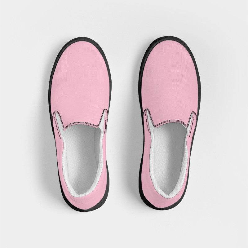 Pastel Pink Men's Slip-On Canvas Sneakers (PI-FM-LI) - Top