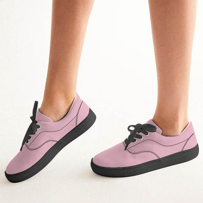 Pastel Pink Women's Canvas Sneakers (PI-FM-LI) - Woman CloseUp
