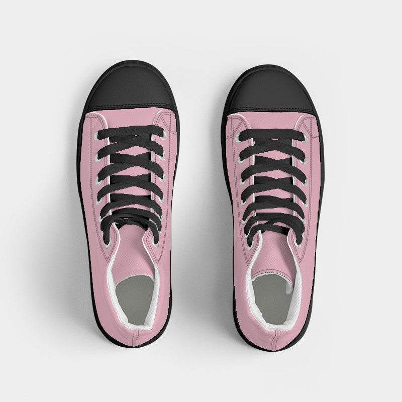 Pastel Pink Women's High-Top Canvas Sneakers (PI-FM-LI) - Top
