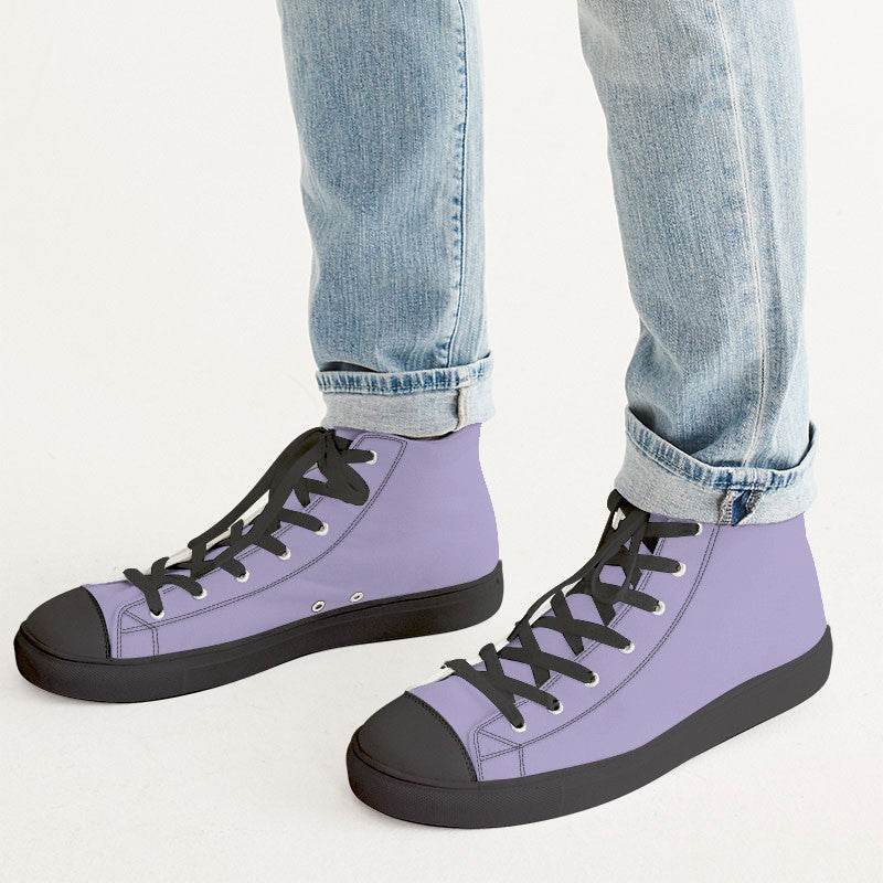 Pastel Purple Men's High-Top Canvas Sneakers (PU-MU-LI) - Man CloseUp
