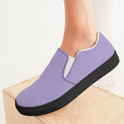 Pastel Purple Women's Slip-On Canvas Sneakers (PU-MU-LI) - Woman CloseUp