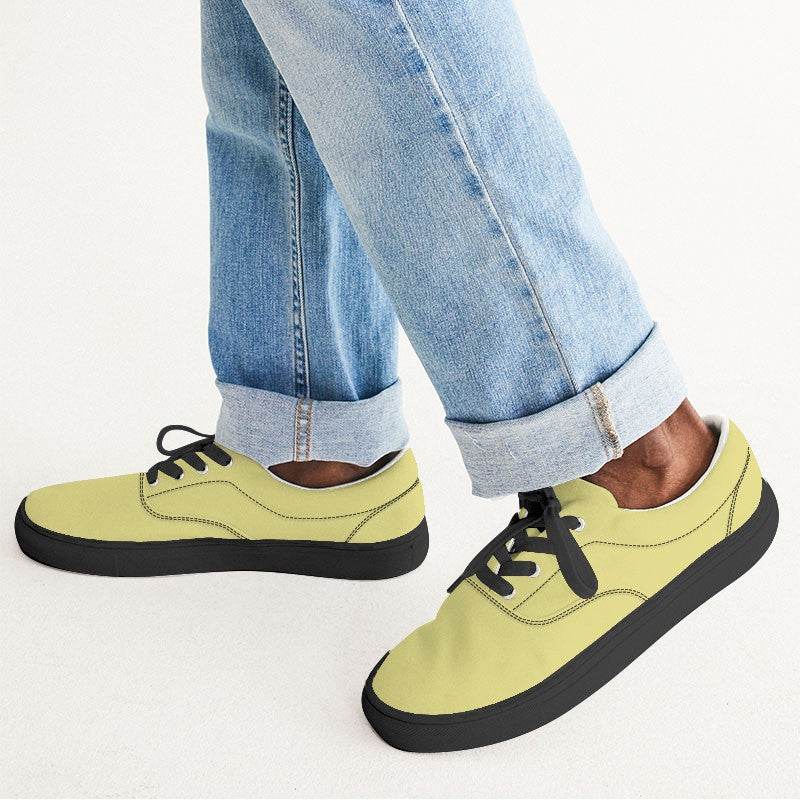Pastel Yellow Men's Canvas Sneakers (LY2-ME-LI) - Man CloseUp
