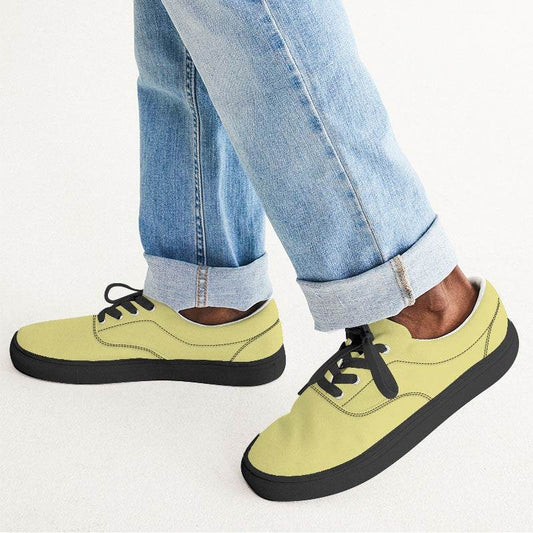 Pastel Yellow Men's Canvas Sneakers (LY2-ME-LI) - Man CloseUp