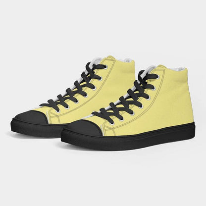 Pastel Yellow Men's High-Top Canvas Sneakers (LY2-ME-LI) - Side 3