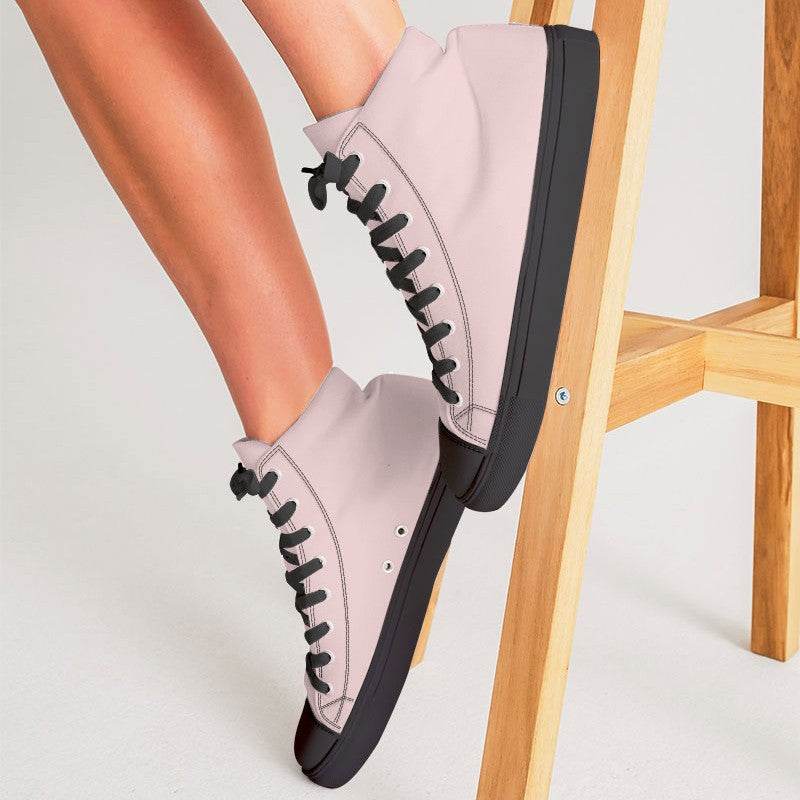 Pearl Pink Women's High-Top Canvas Sneakers (RPI2-NE-LI) - Woman CloseUp