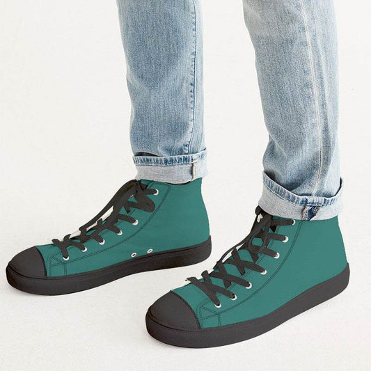 Pine Green Men's High-Top Canvas Sneakers (CBG3-ME-DE) - Man CloseUp