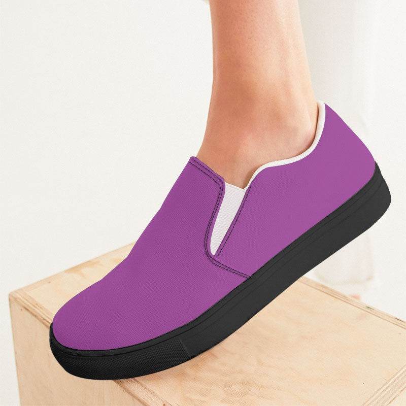 Pink-Purple Women's Slip-On Canvas Sneakers (M-CL-LI) - Woman CloseUp