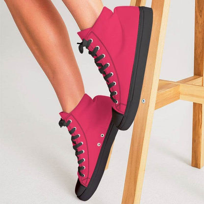 Pink-Red Women's High-Top Canvas Sneakers (RPI2-BR-ME) - Woman CloseUp