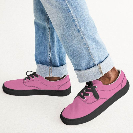 Pink Men's Canvas Sneakers (PIM1-ME-LI) - Man CloseUp