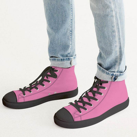 Pink Men's High-Top Canvas Sneakers (PIM1-ME-LI) - Man CloseUp