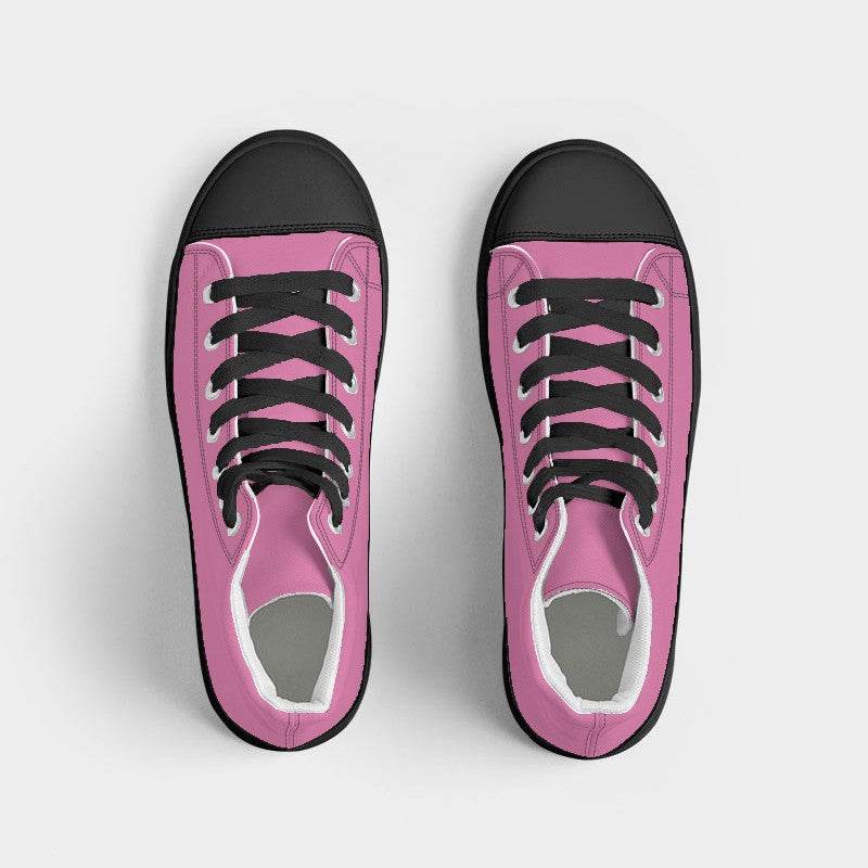 Pink Men's High-Top Canvas Sneakers (PIM1-ME-LI) - Top