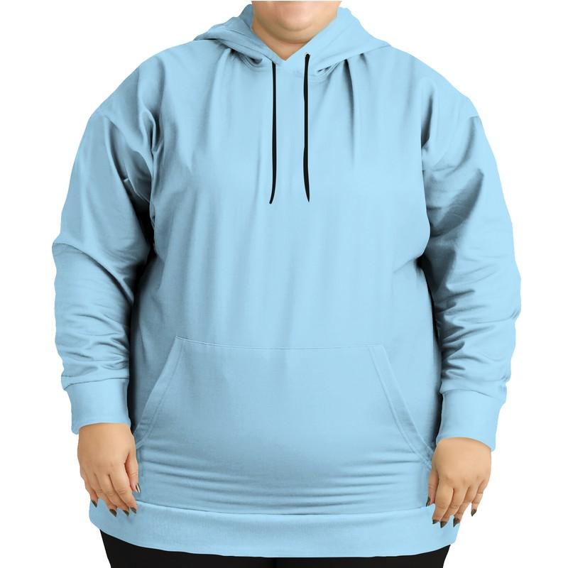 Plain Light Blue Hoodie (C30M0Y0K0) - Woman Front PLUS