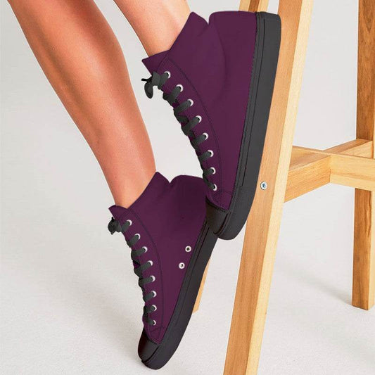 Plum Wine Women's High-Top Canvas Sneakers (PIM2-MU-DE) - Woman CloseUp