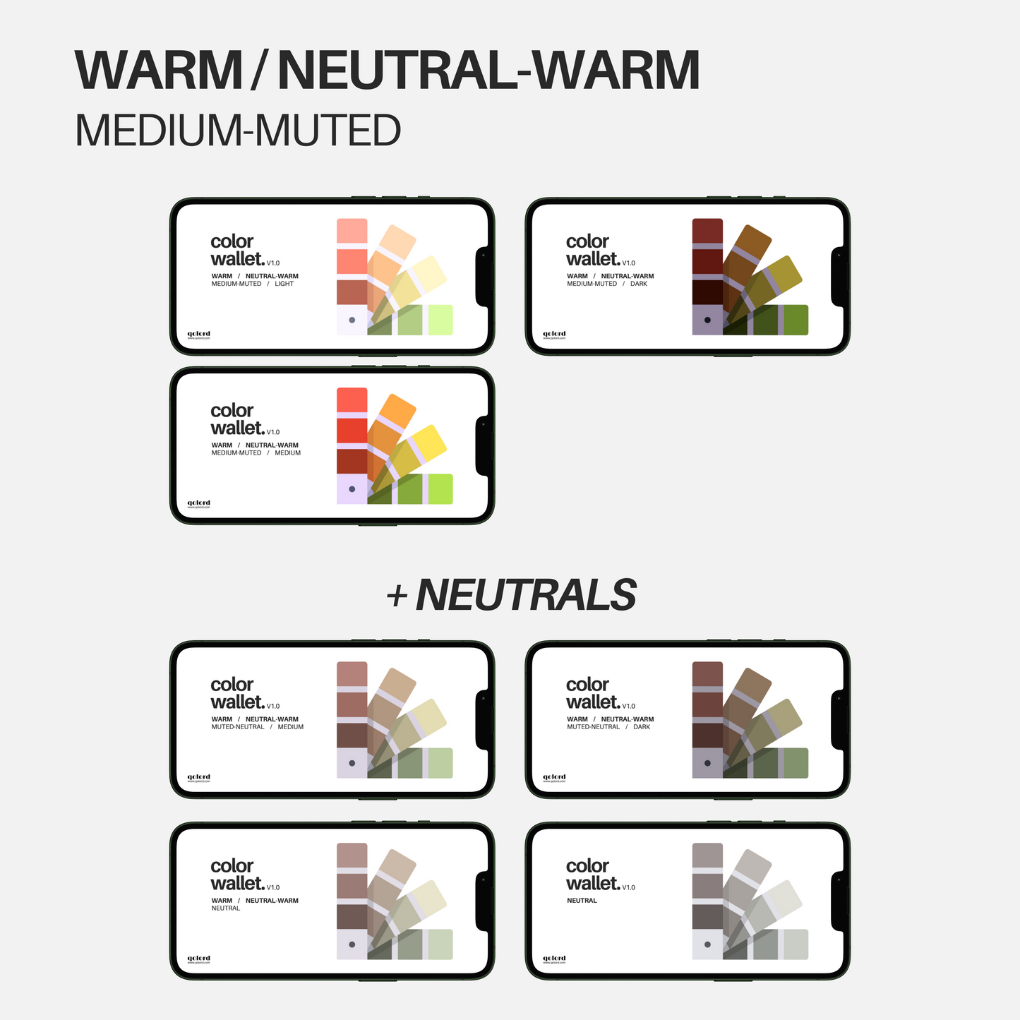 Warm - Medium-Muted | Bundle of 7 Digital Color Wallets