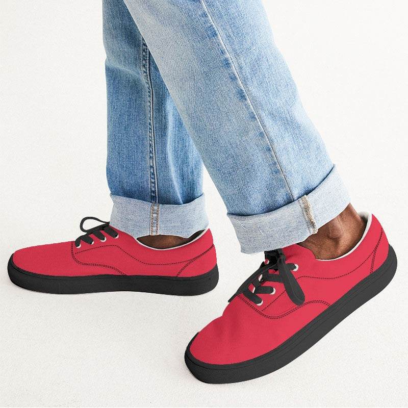 Red Men's Canvas Sneakers (RPI1-BR-ME) - Man CloseUp