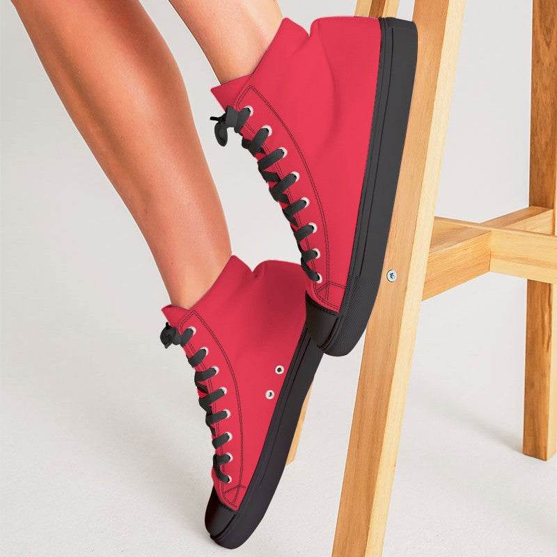 Red Women's High-Top Canvas Sneakers (RPI1-BR-ME) - Woman CloseUp