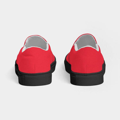 Red Women's Slip-On Canvas Sneakers (RPI1-BR-ME) - Back