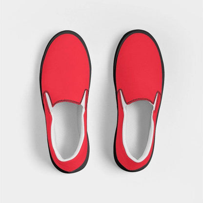 Red Women's Slip-On Canvas Sneakers (RPI1-BR-ME) - Top