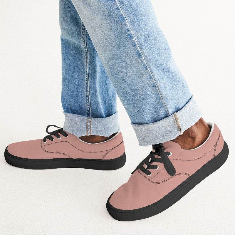 Rose Gold Men's Canvas Sneakers (R-FM-LG) - Man CloseUp