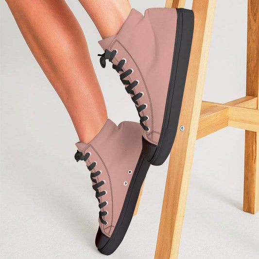 Rose Gold Women's High-Top Canvas Sneakers (R-FM-LG) - Woman CloseUp
