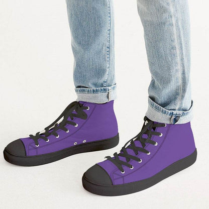 Royal Purple Men's High-Top Canvas Sneakers (PU-BR-ME) - Man CloseUp