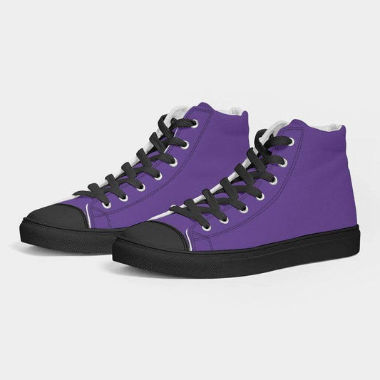 Royal Purple Women's High-Top Canvas Sneakers (PU-BR-ME) - Side 3