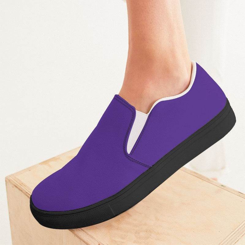 Royal Purple Women's Slip-On Canvas Sneakers (PU-BR-ME) - Woman CloseUp