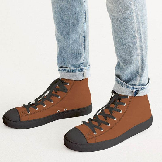 Rust Men's High-Top Canvas Sneakers (OR2-ME-DE) - Man CloseUp