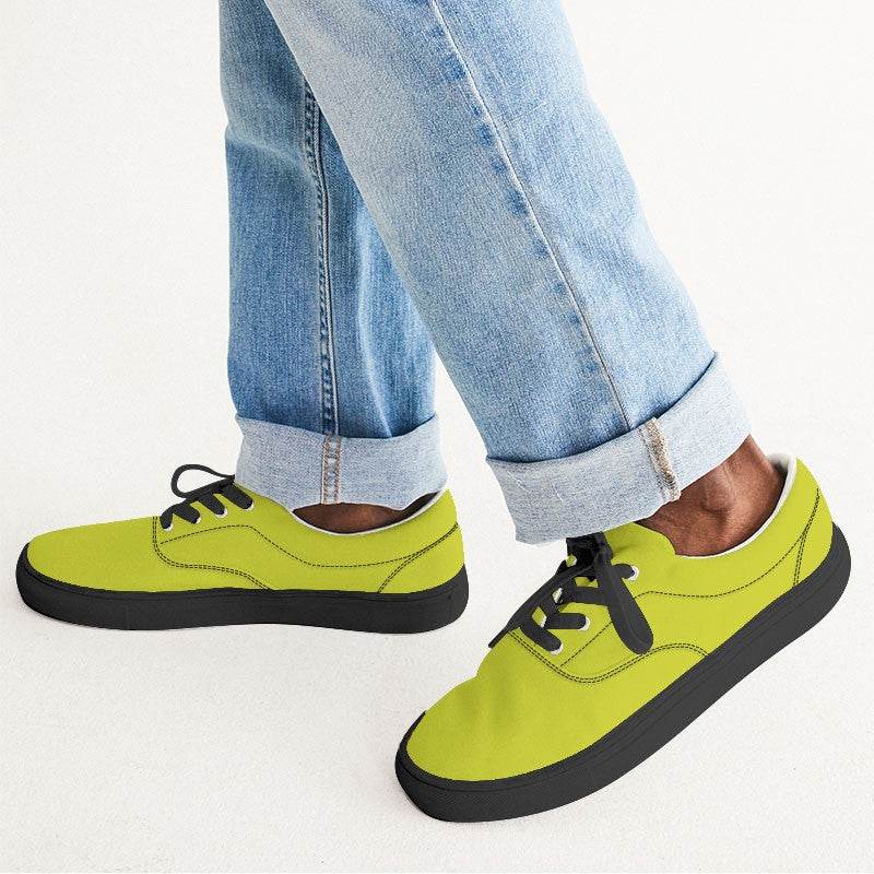 Safety Green Men's Canvas Sneakers (LY1-BR-ME) - Man CloseUp