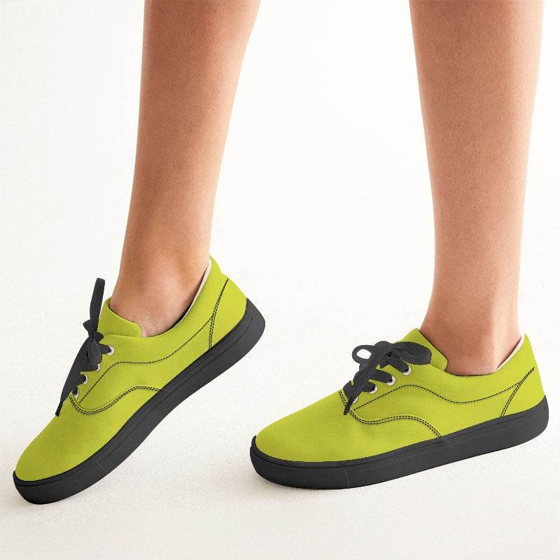 Safety Green Women's Canvas Sneakers (LY1-BR-ME) - Woman CloseUp