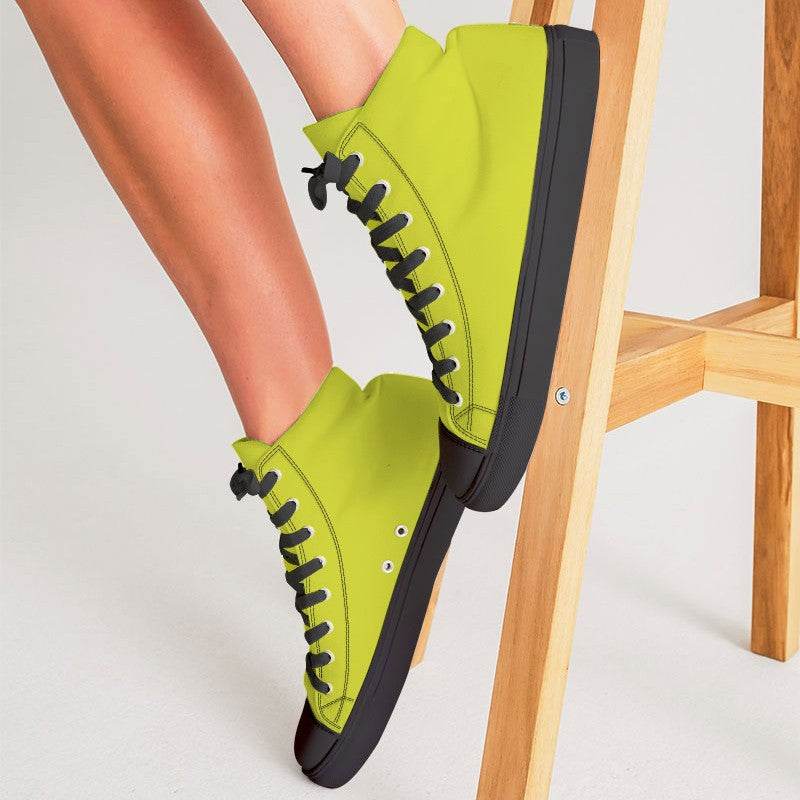 Safety Green Women's High-Top Canvas Sneakers (LY1-BR-ME) - Woman CloseUp