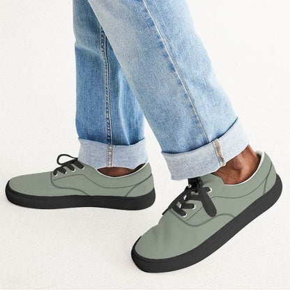 Sage Green Men's Canvas Sneakers (GL2-NE-ML) - Man CloseUp