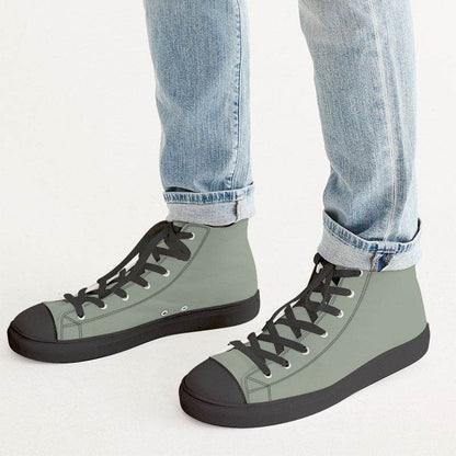 Sage Green Men's High-Top Canvas Sneakers (GL2-NE-ML) - Man CloseUp