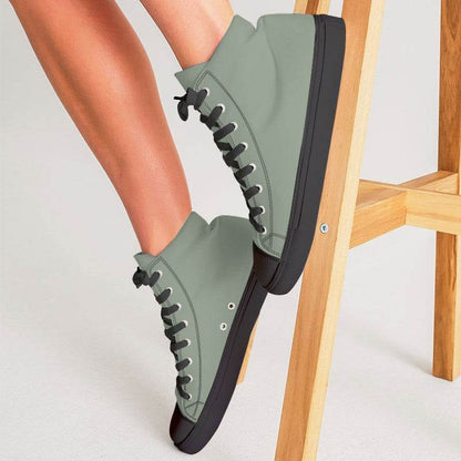 Sage Green Women's High-Top Canvas Sneakers (GL2-NE-ML) - Woman CloseUp