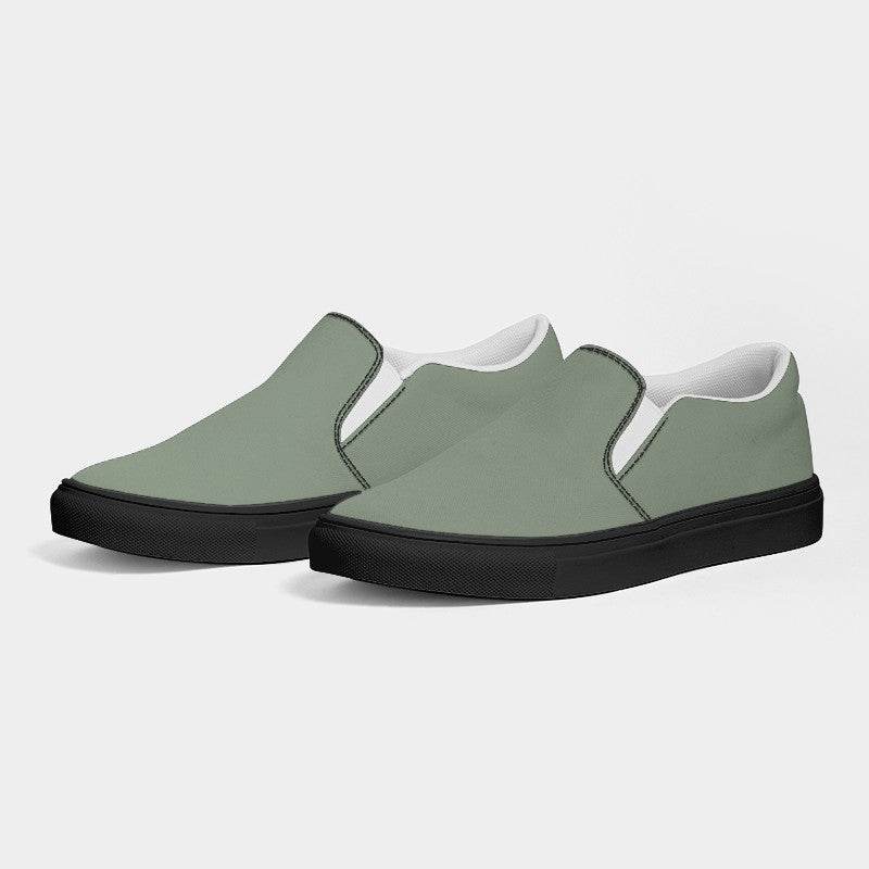 Sage Green Women's Slip-On Canvas Sneakers (GL2-NE-ML) - Side 3