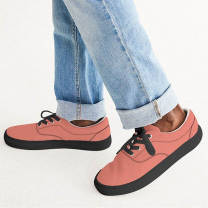 Salmon Men's Canvas Sneakers (R-ME-LI) - Man CloseUp