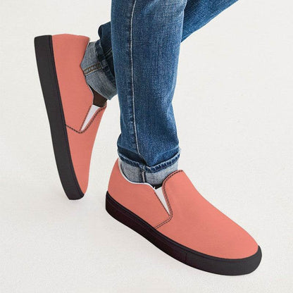 Salmon Men's Slip-On Canvas Sneakers (R-ME-LI) - Man CloseUp