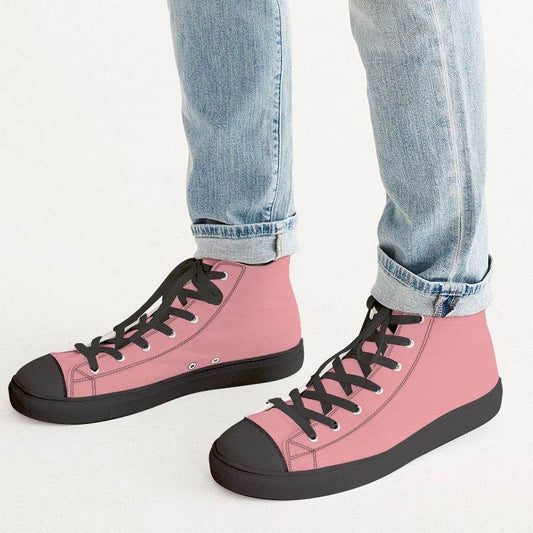 Salmon Pink Men's High-Top Canvas Sneakers (RPI2-MU-LI) - Man CloseUp