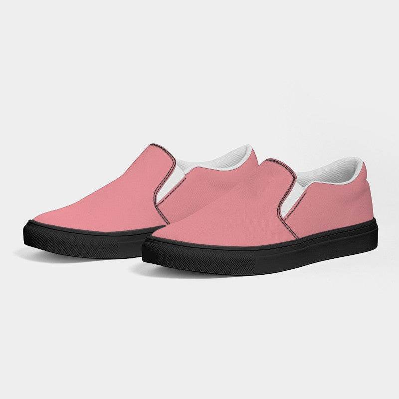 Salmon Pink Men's Slip-On Canvas Sneakers (RPI2-MU-LI) - Side 3