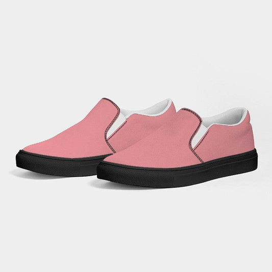 Salmon Pink Men's Slip-On Canvas Sneakers (RPI2-MU-LI) - Side 3