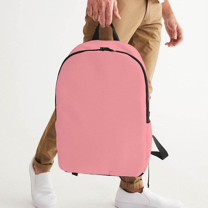 Salmon Pink Waterproof Backpack (RPI2-MU-LI) - Man Holding CloseUp