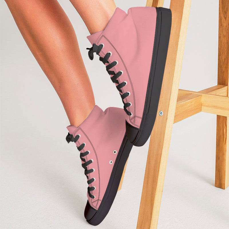 Salmon Pink Women's High-Top Canvas Sneakers (RPI2-MU-LI) - Woman CloseUp
